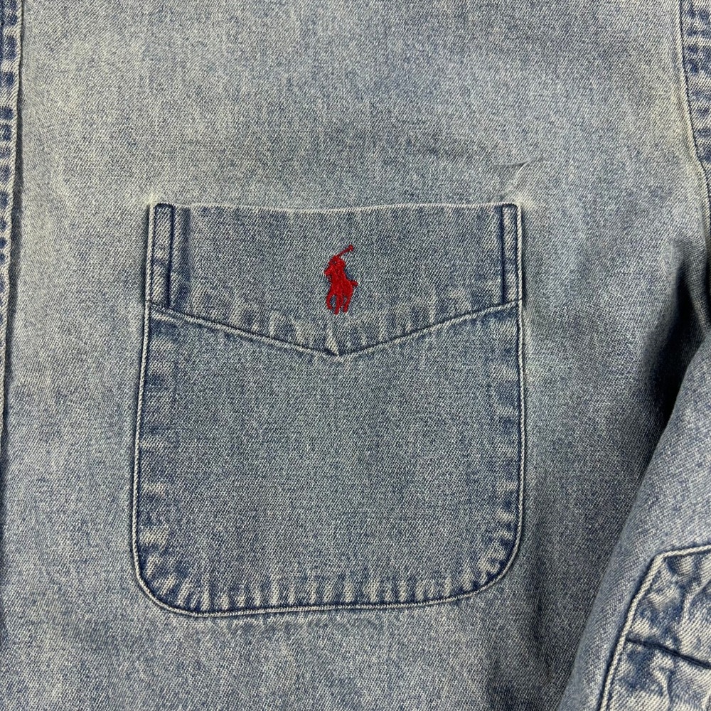 Ralph Lauren Denim Shirt Mens XXL Blue Big Shirt Long Sleeve Button Down Cotton - Picture 4 of 9